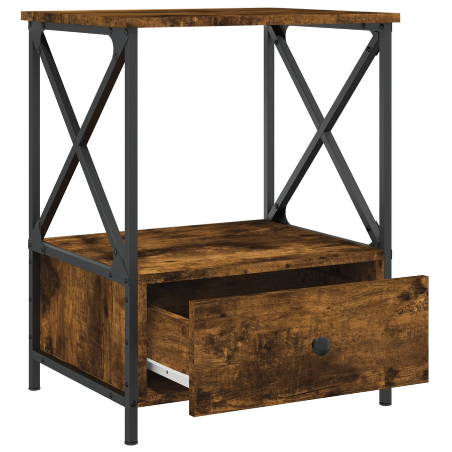 Nachtkastjes 2 St 50X41X65 Cm Bewerkt Hout Gerookt Eikenkleurig