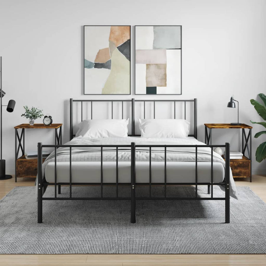 Nachtkastjes 2 St 50X41X65 Cm Bewerkt Hout Gerookt Eikenkleurig