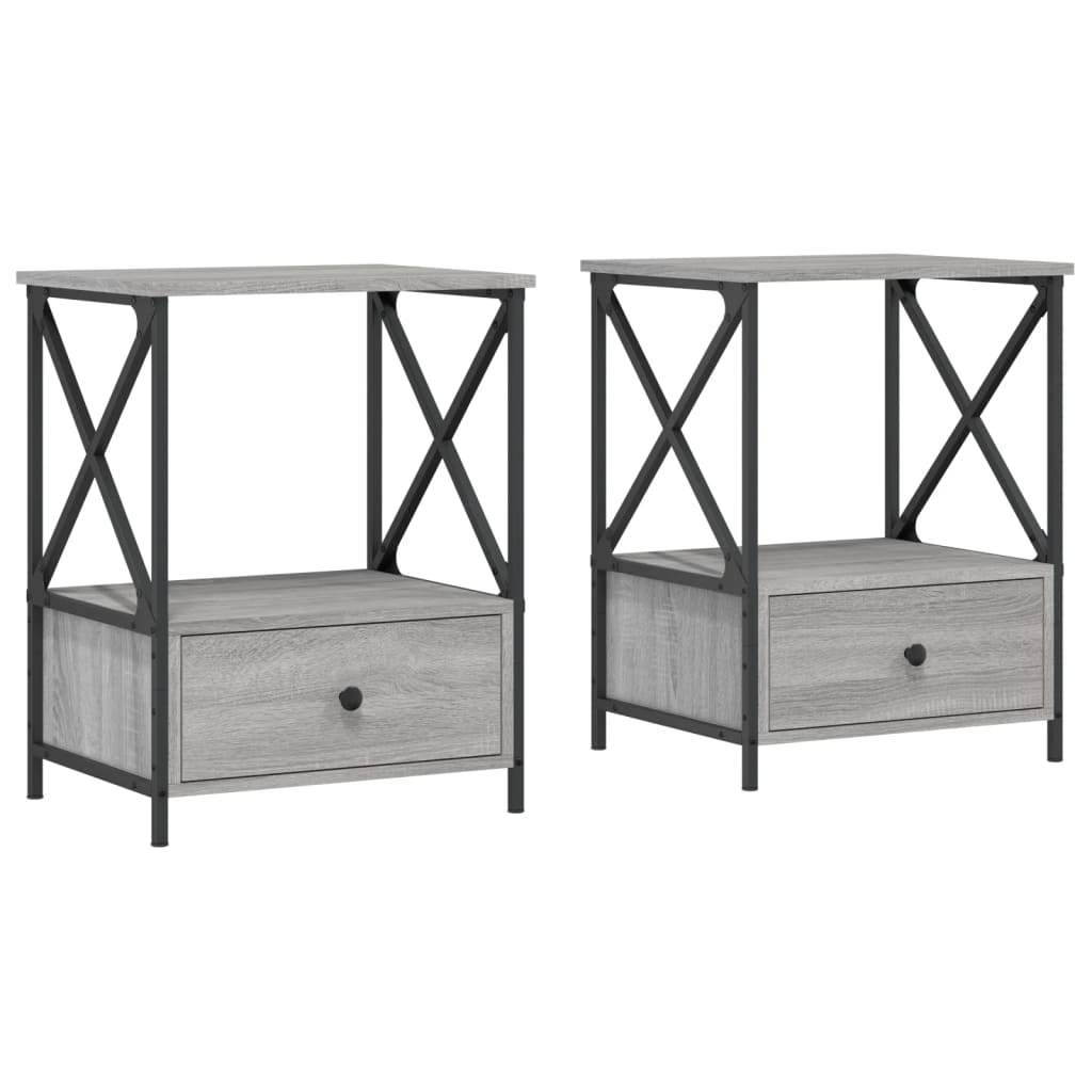 Nachtkastjes 50X41X65 Cm Bewerkt Hout Eiken 2 Grijs sonoma