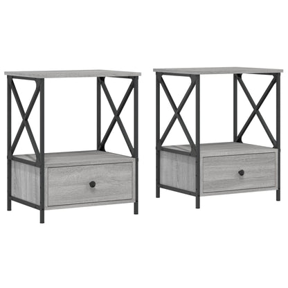 Nachtkastjes 50X41X65 Cm Bewerkt Hout Eiken 2 Grijs sonoma