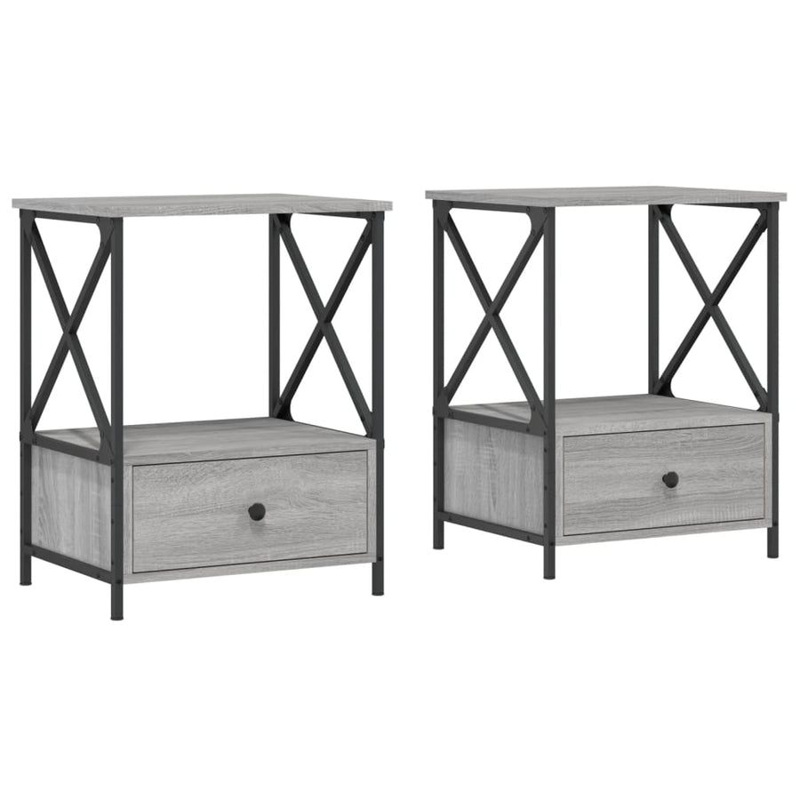 Nachtkastjes 50X41X65 Cm Bewerkt Hout Eiken 2 Grijs sonoma