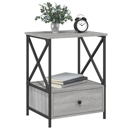 Nachtkastjes 50X41X65 Cm Bewerkt Hout Eiken 2 Grijs sonoma