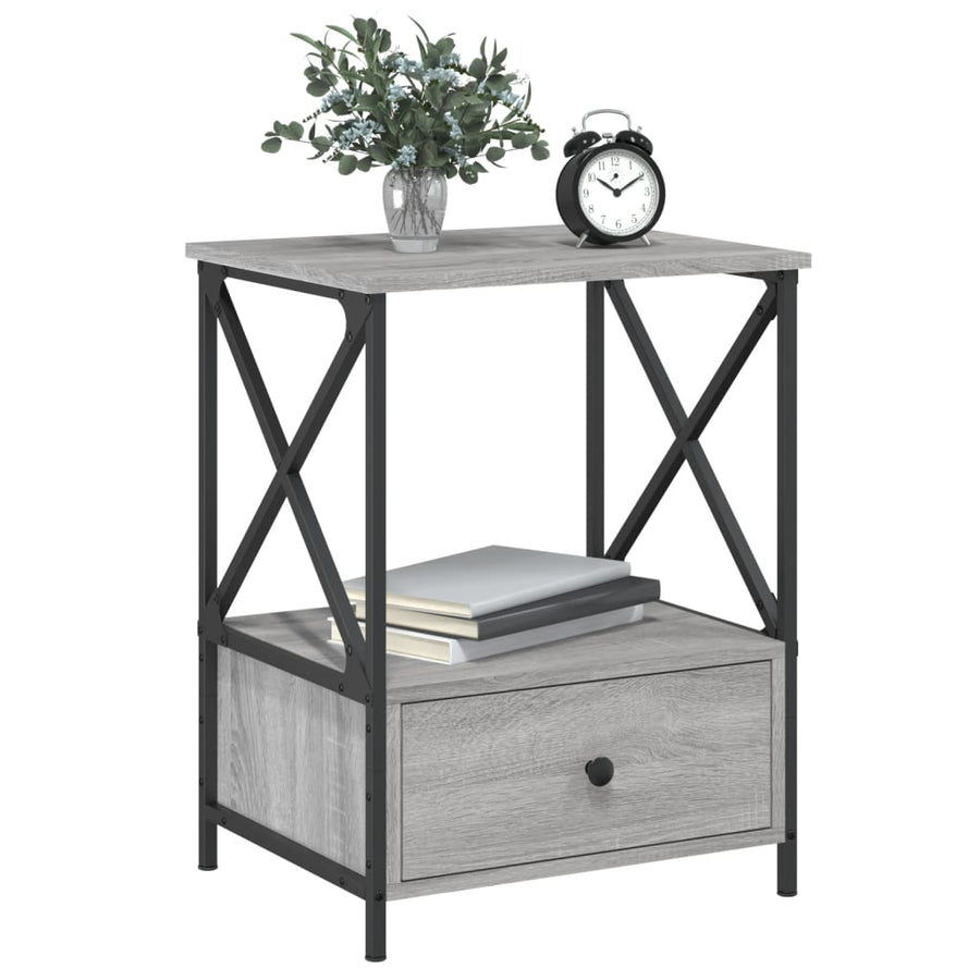 Nachtkastjes 50X41X65 Cm Bewerkt Hout Eiken 2 Grijs sonoma