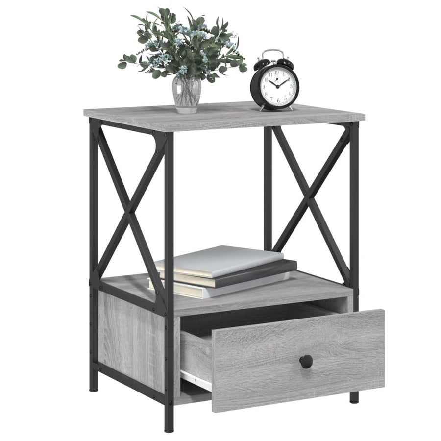 Nachtkastjes 50X41X65 Cm Bewerkt Hout Eiken 2 Grijs sonoma