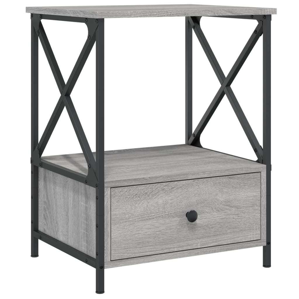Nachtkastjes 50X41X65 Cm Bewerkt Hout Eiken 2 Grijs sonoma