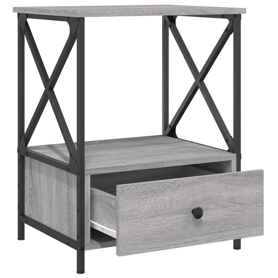 Nachtkastjes 50X41X65 Cm Bewerkt Hout Eiken 2 Grijs sonoma