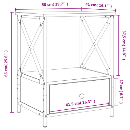 Nachtkastjes 50X41X65 Cm Bewerkt Hout Eiken 2 Grijs sonoma