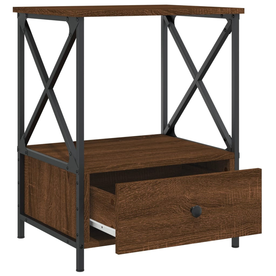 Nachtkastje 50X41X65 Cm Bewerkt Hout Bruin Eikenkleur