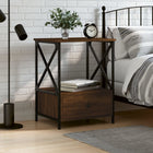 Bedside table 50x41x65 cm carved wood brown oak color