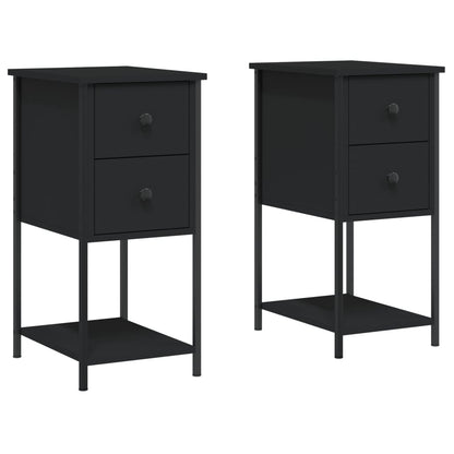 Nachtkastjes 2 St 32X42X70 Cm Bewerkt Hout Zwart