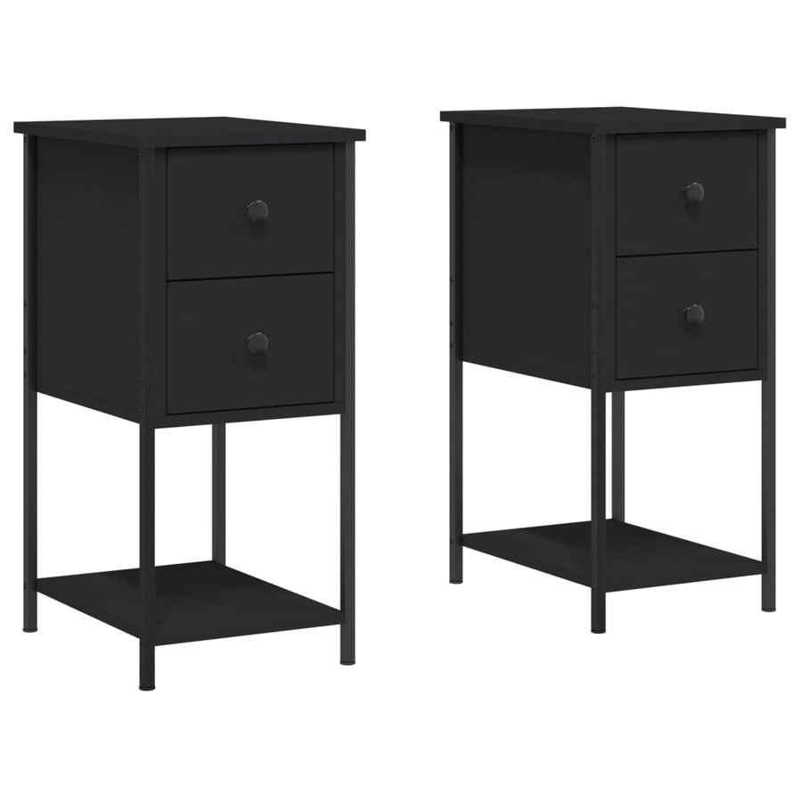 Nachtkastjes 2 St 32X42X70 Cm Bewerkt Hout Zwart