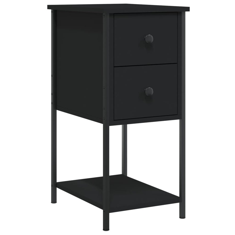 Nachtkastjes 2 St 32X42X70 Cm Bewerkt Hout Zwart