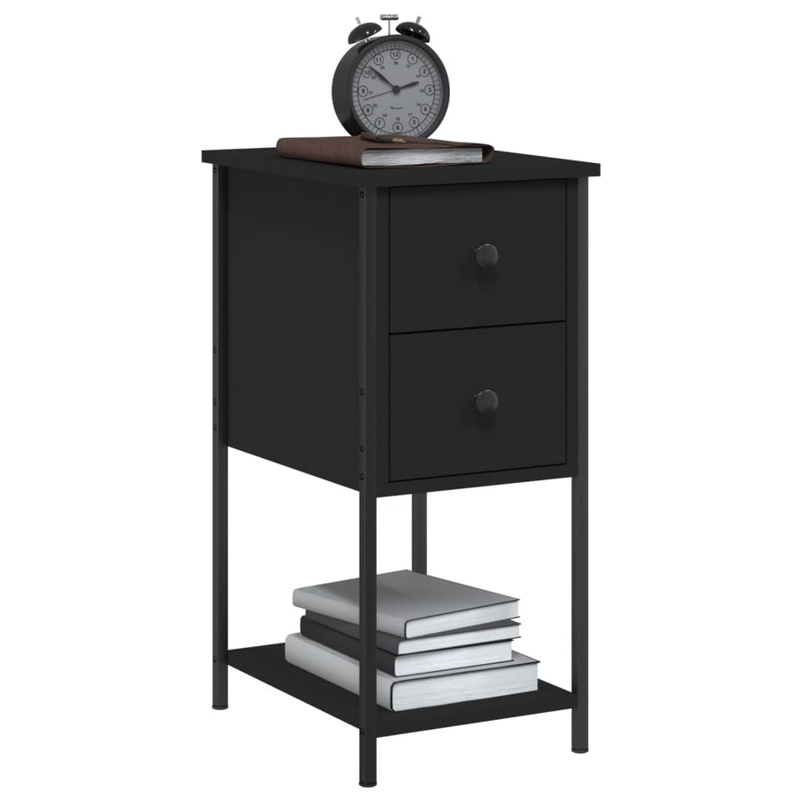 Nachtkastjes 2 St 32X42X70 Cm Bewerkt Hout Zwart