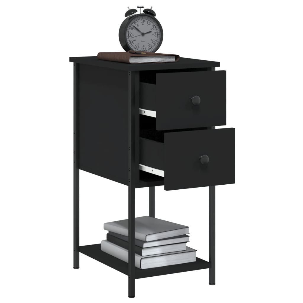 Nachtkastjes 2 St 32X42X70 Cm Bewerkt Hout Zwart