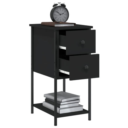 Nachtkastjes 2 St 32X42X70 Cm Bewerkt Hout Zwart