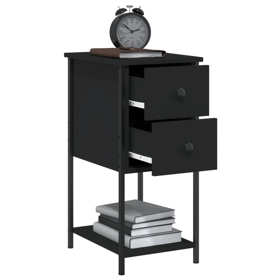 Nachtkastjes 2 St 32X42X70 Cm Bewerkt Hout Zwart