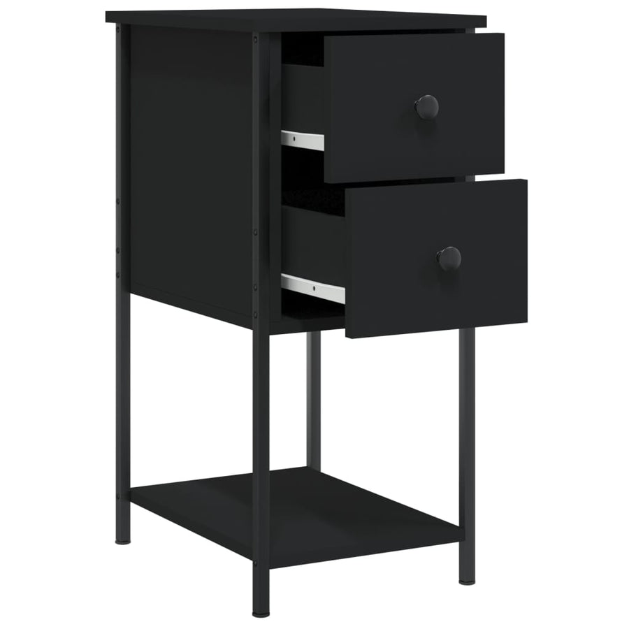 Nachtkastjes 2 St 32X42X70 Cm Bewerkt Hout Zwart
