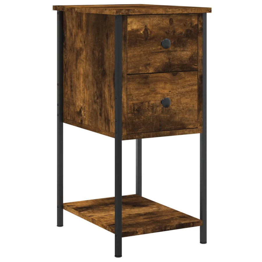 Nachtkastjes 2 St 32X42X70 Cm Bewerkt Hout Gerookt Eikenkleurig