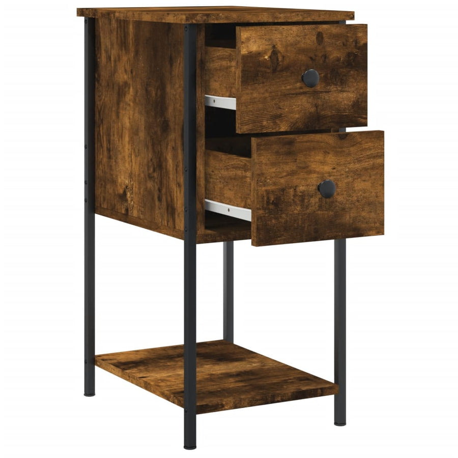 Nachtkastjes 2 St 32X42X70 Cm Bewerkt Hout Gerookt Eikenkleurig