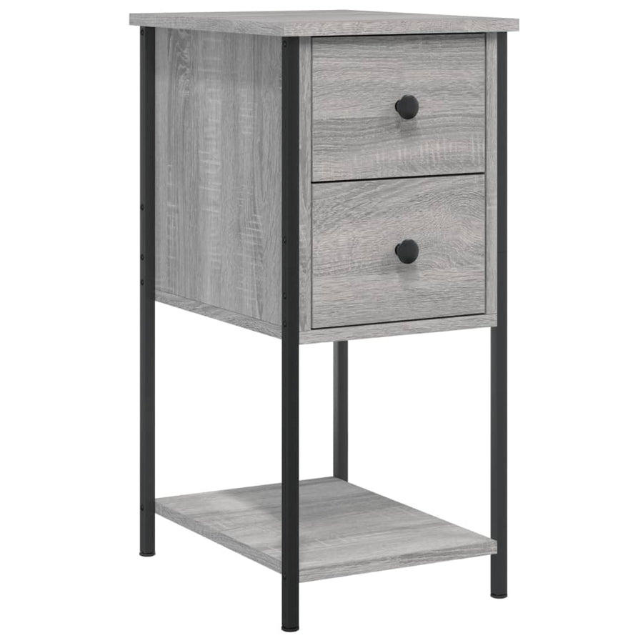 Nachtkastje 32X42X70 Cm Bewerkt Hout Eikenkleurig 1 Grijs sonoma