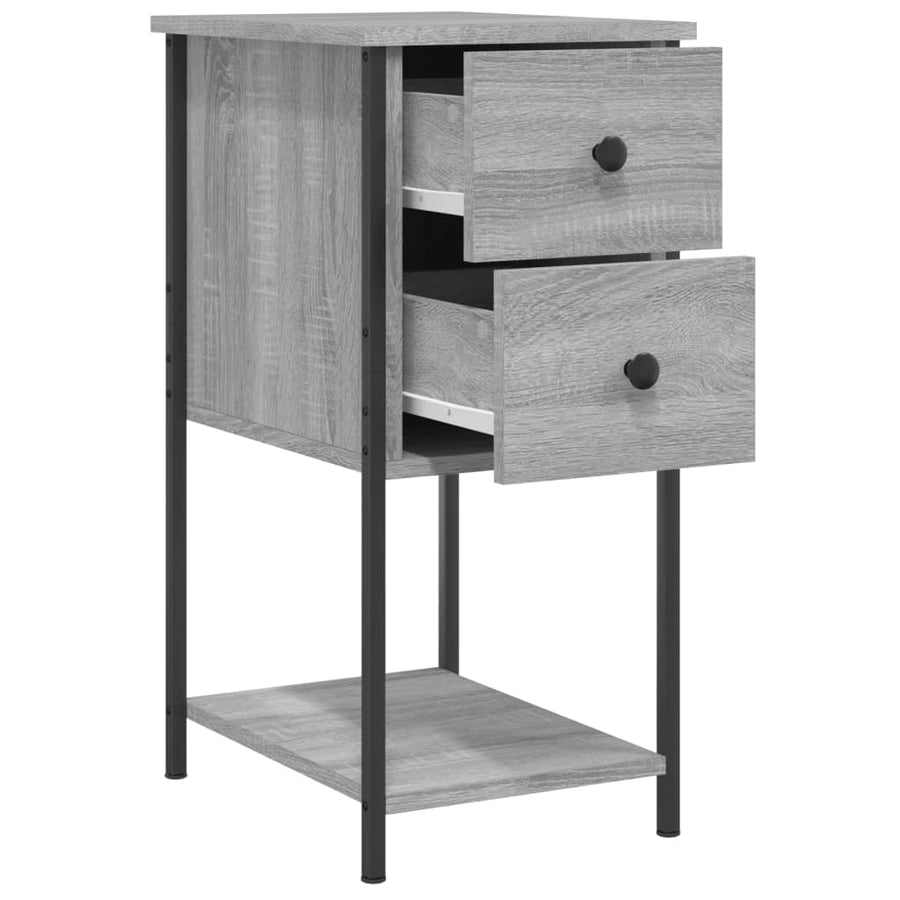 Nachtkastje 32X42X70 Cm Bewerkt Hout Eikenkleurig 1 Grijs sonoma