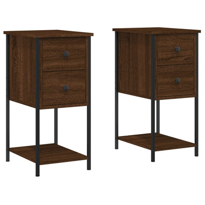 Nachtkastjes 2 St 32X42X70 Cm Bewerkt Hout Bruin Eikenkleur