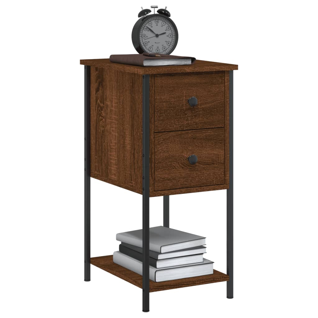 Nachtkastjes 2 St 32X42X70 Cm Bewerkt Hout Bruin Eikenkleur