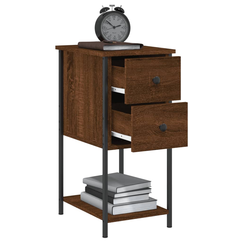 Nachtkastjes 2 St 32X42X70 Cm Bewerkt Hout Bruin Eikenkleur