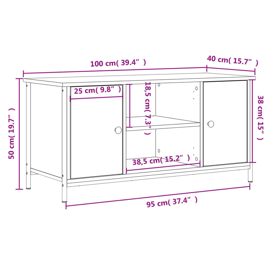 Tv-Meubel 00X40X50 Cm Bewerkt Hout Eikenkleurig Grijs sonoma