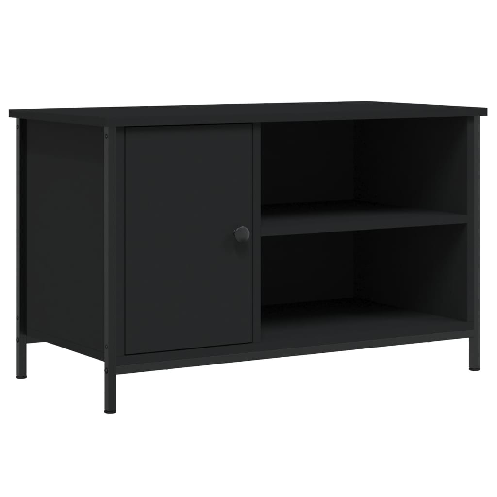 Tv-Meubel 80X40X50 Cm Bewerkt Hout Zwart