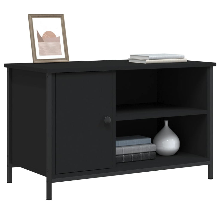 Tv-Meubel 80X40X50 Cm Bewerkt Hout Zwart