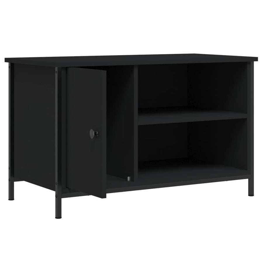 Tv-Meubel 80X40X50 Cm Bewerkt Hout Zwart