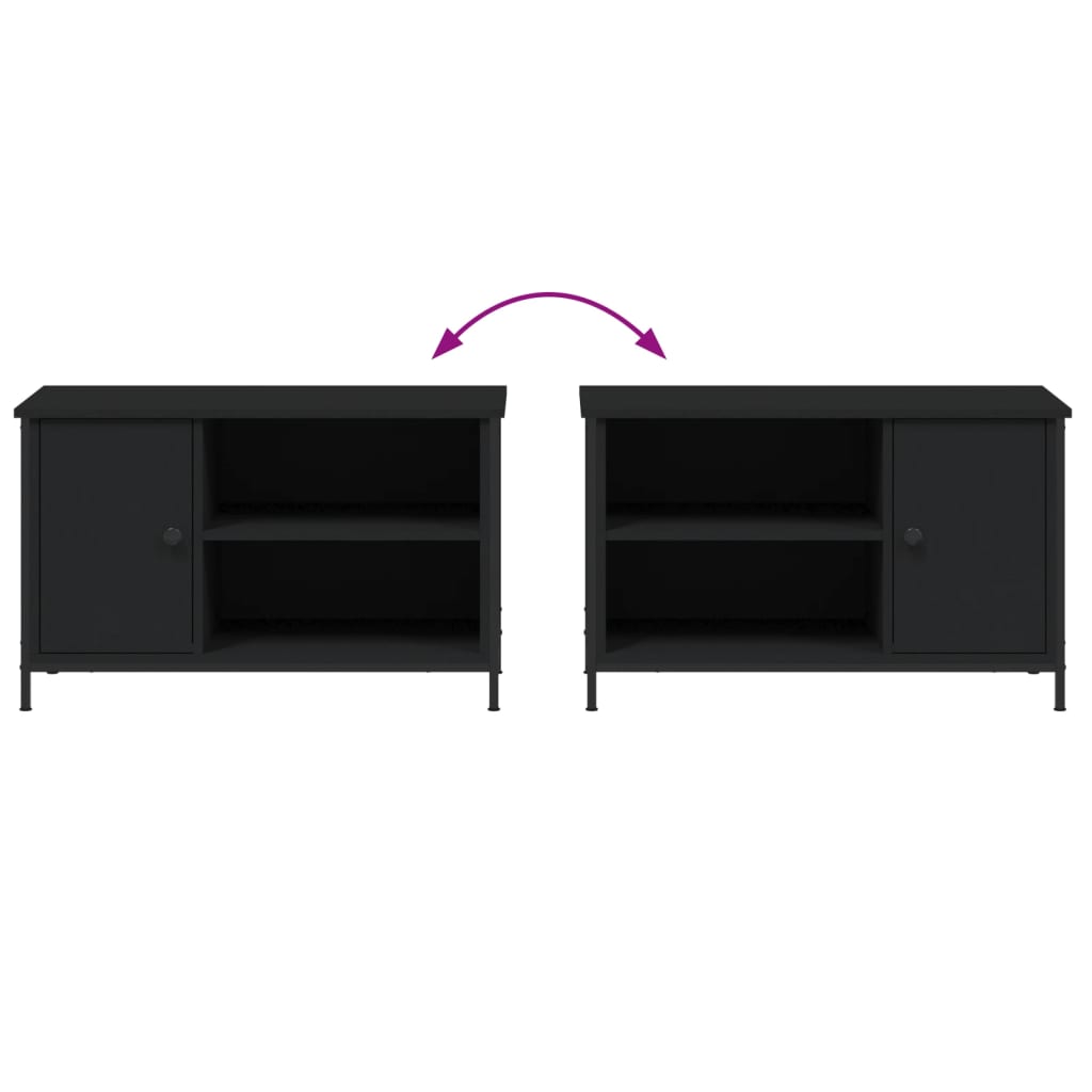 Tv-Meubel 80X40X50 Cm Bewerkt Hout Zwart