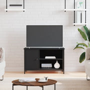 Tv-meubel 80x40x50 cm bewerkt hout zwart wandmontage