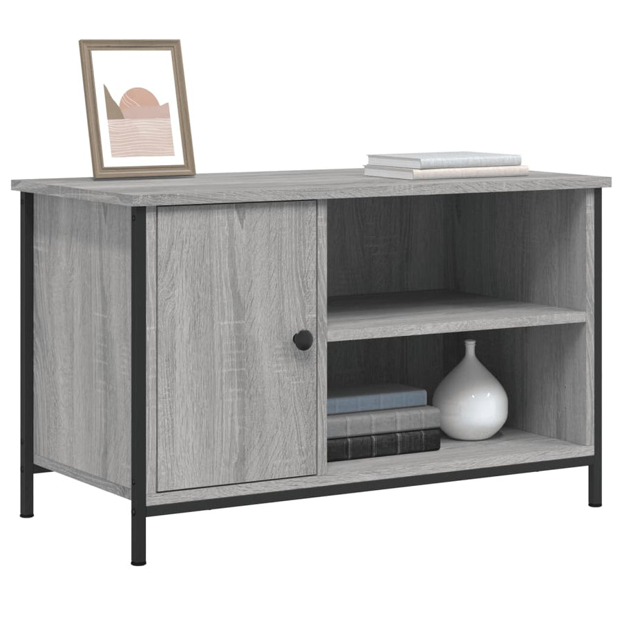 Tv-Meubel 80X40X50 Cm Bewerkt Hout Eikenkleurig Grijs sonoma