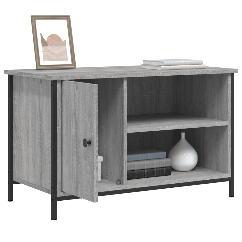 Tv-Meubel 80X40X50 Cm Bewerkt Hout Eikenkleurig Grijs sonoma