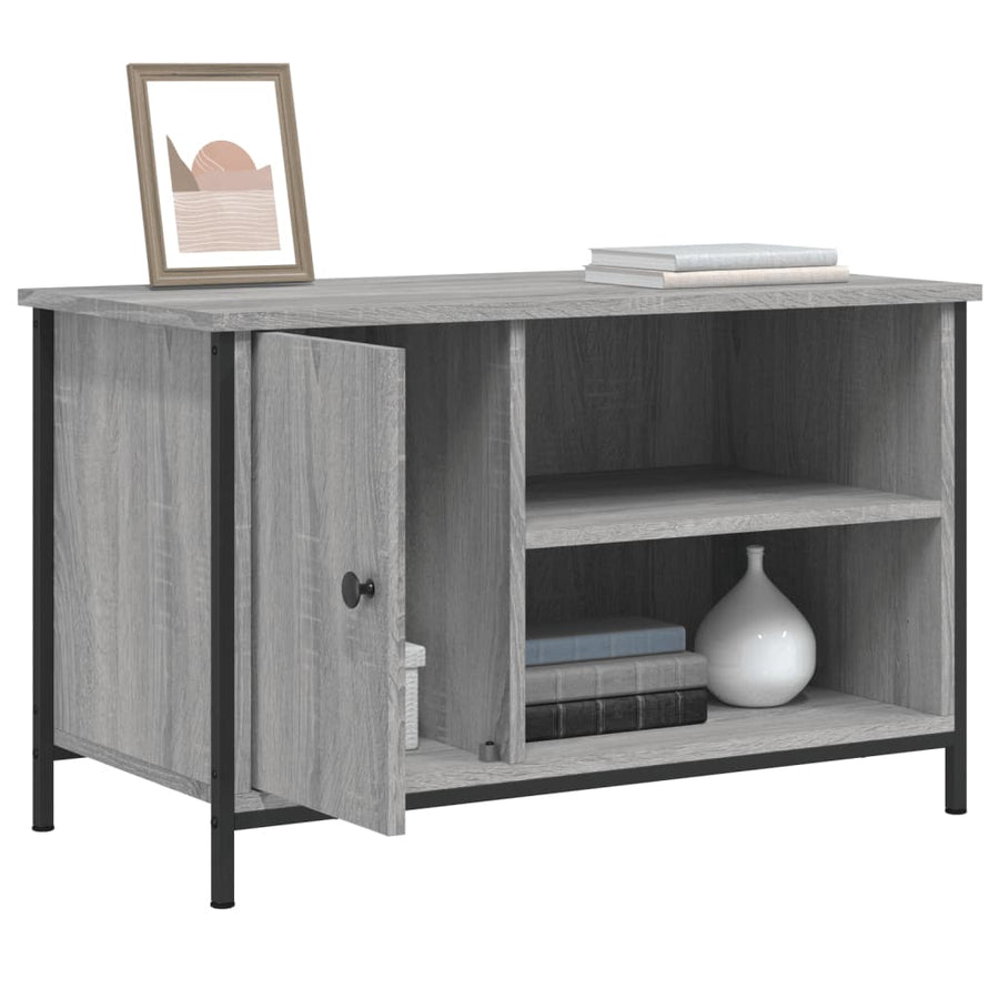 Tv-Meubel 80X40X50 Cm Bewerkt Hout Eikenkleurig Grijs sonoma