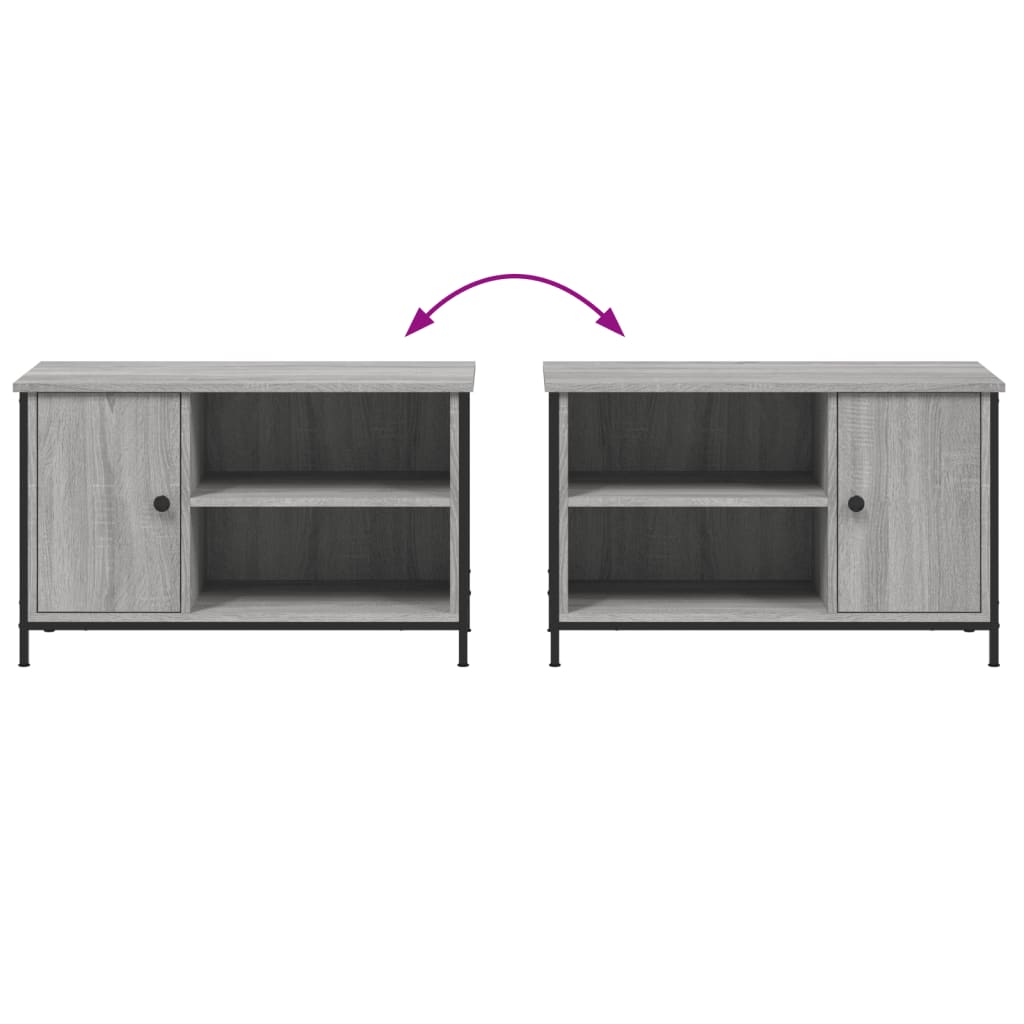 Tv-Meubel 80X40X50 Cm Bewerkt Hout Eikenkleurig Grijs sonoma