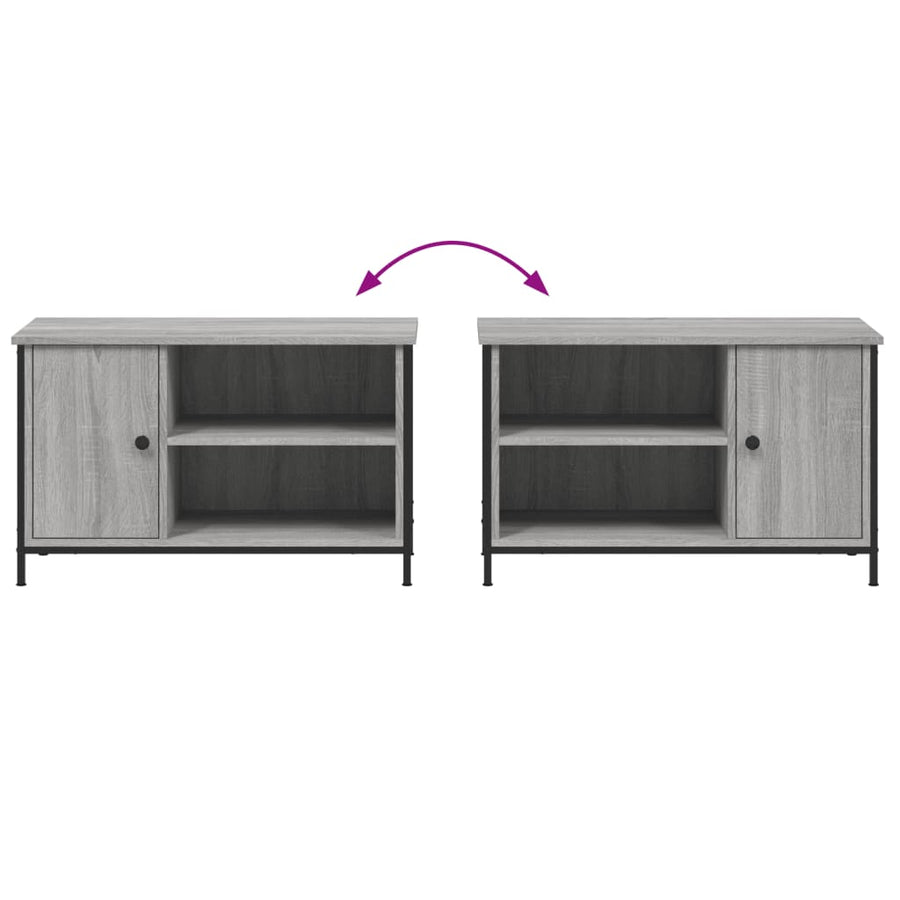 Tv-Meubel 80X40X50 Cm Bewerkt Hout Eikenkleurig Grijs sonoma