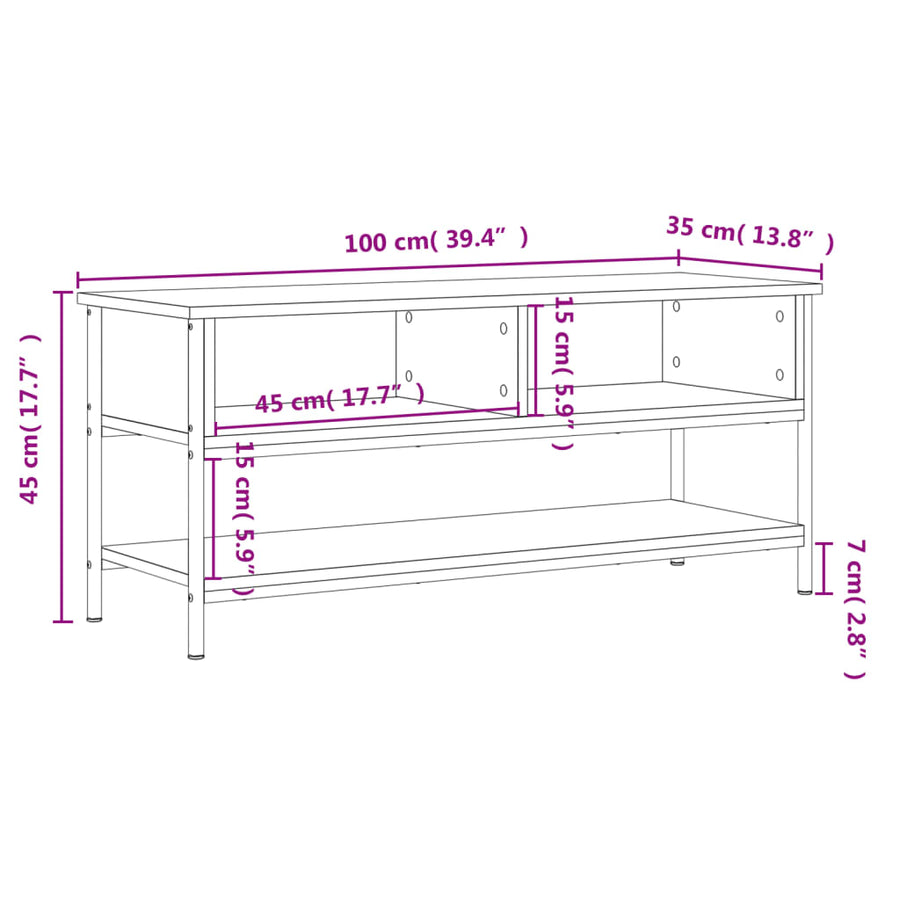 Tv-Meubel 00X35X45 Cm Bewerkt Hout Kleurig Sonoma eiken
