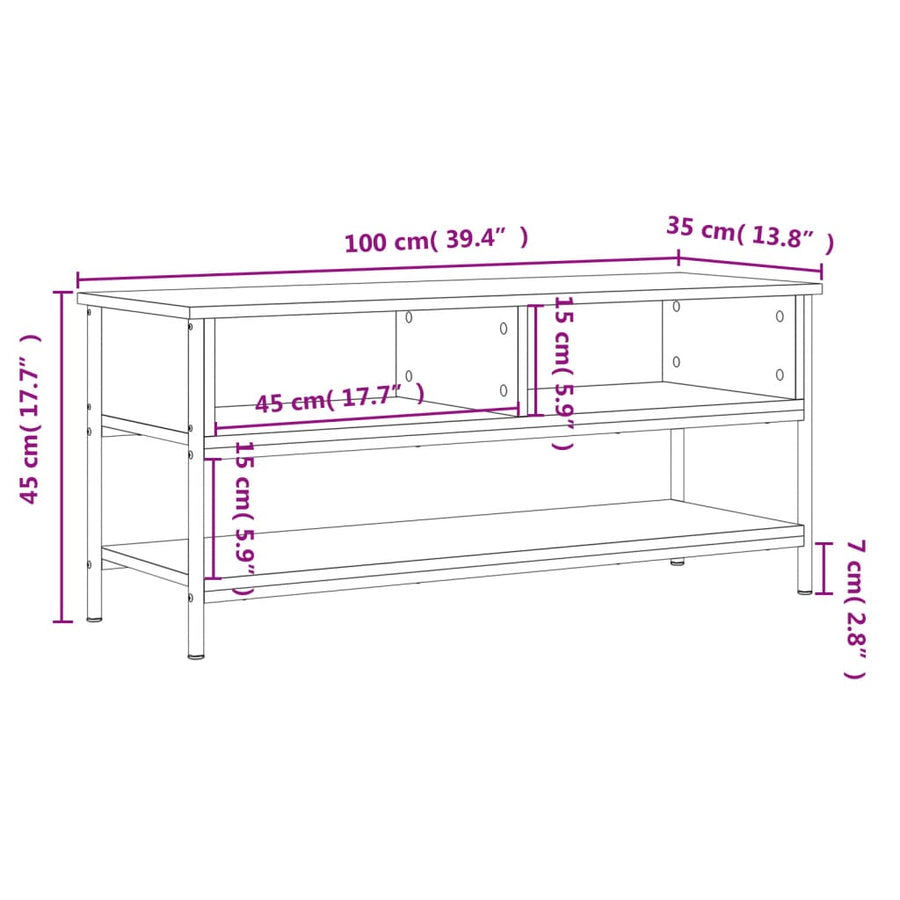 Tv-Meubel 00X35X45 Cm Bewerkt Hout Kleurig Gerookt eiken