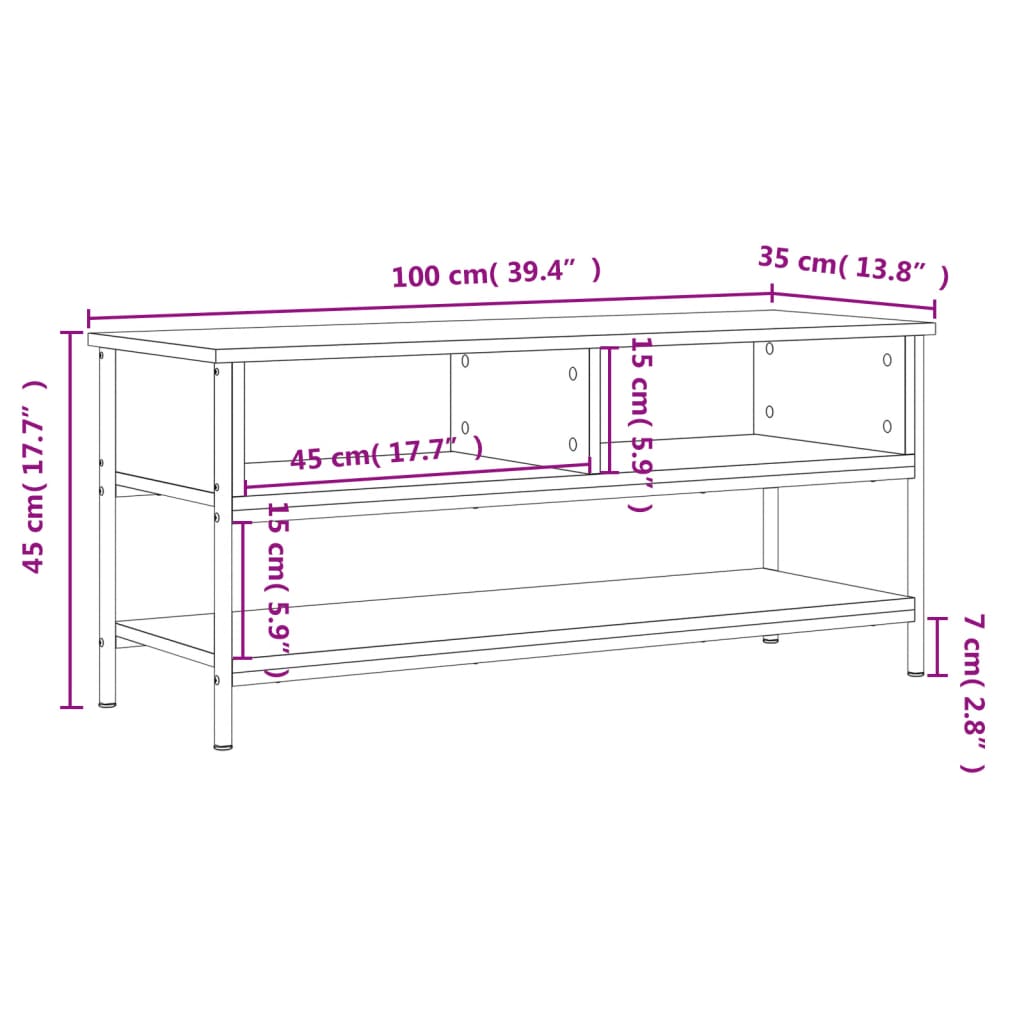 Tv-Meubel 00X35X45 Cm Bewerkt Hout Eikenkleurig Grijs sonoma