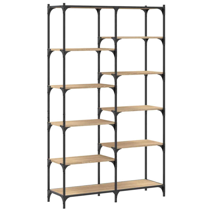 Boekenrek 100X32X170 Cm Bewerkt Hout En Ijzer Kleur Sonoma eiken