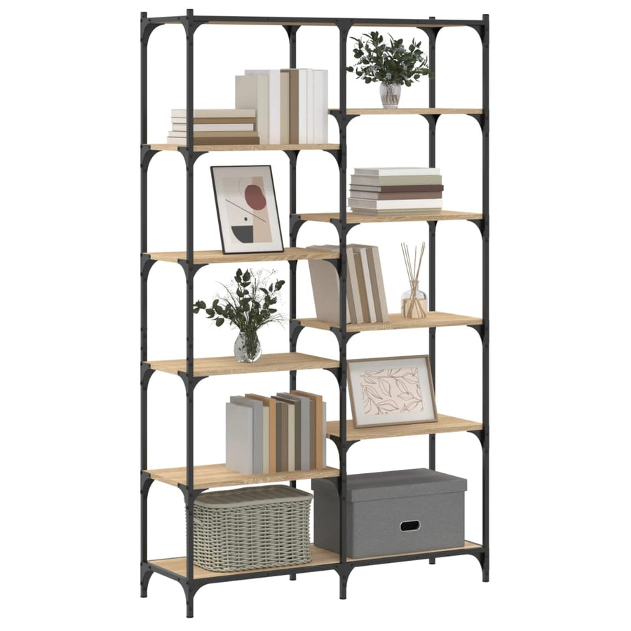Boekenrek 100X32X170 Cm Bewerkt Hout En Ijzer Kleur Sonoma eiken