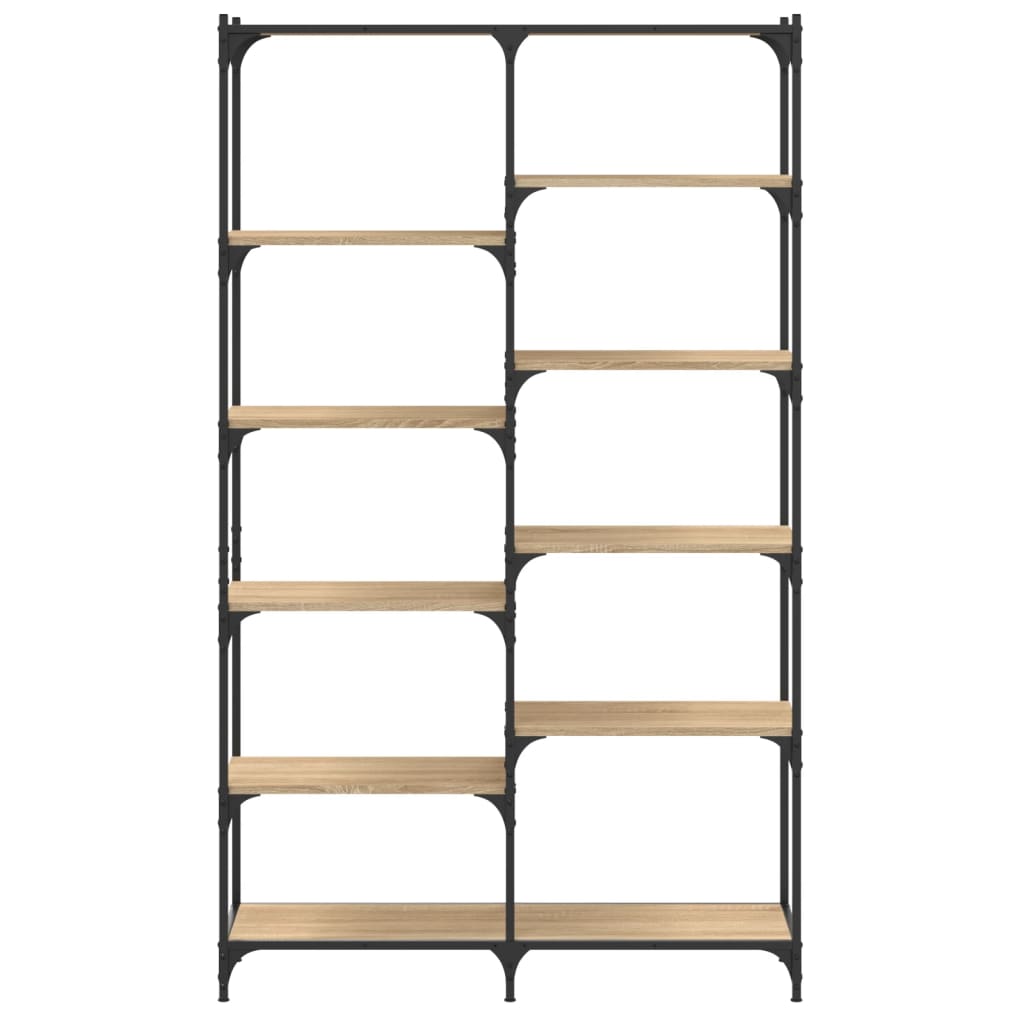 Boekenrek 100X32X170 Cm Bewerkt Hout En Ijzer Kleur Sonoma eiken