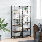 Bookcase 100x32x170 cm engineered wood and iron smoked oak