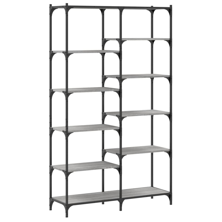 Boekenrek 100X32X170 Cm Bewerkt Hout En Ijzer Grijs Sonoma