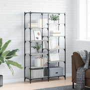 Boekenrek 100x32x170 cm bewerkt hout ijzer grijs sonoma