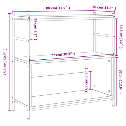 Boekenrek 80X30X78,5 Cm Bewerkt Hout En Ijzer 80 x 30 x 78.5 cm Zwart