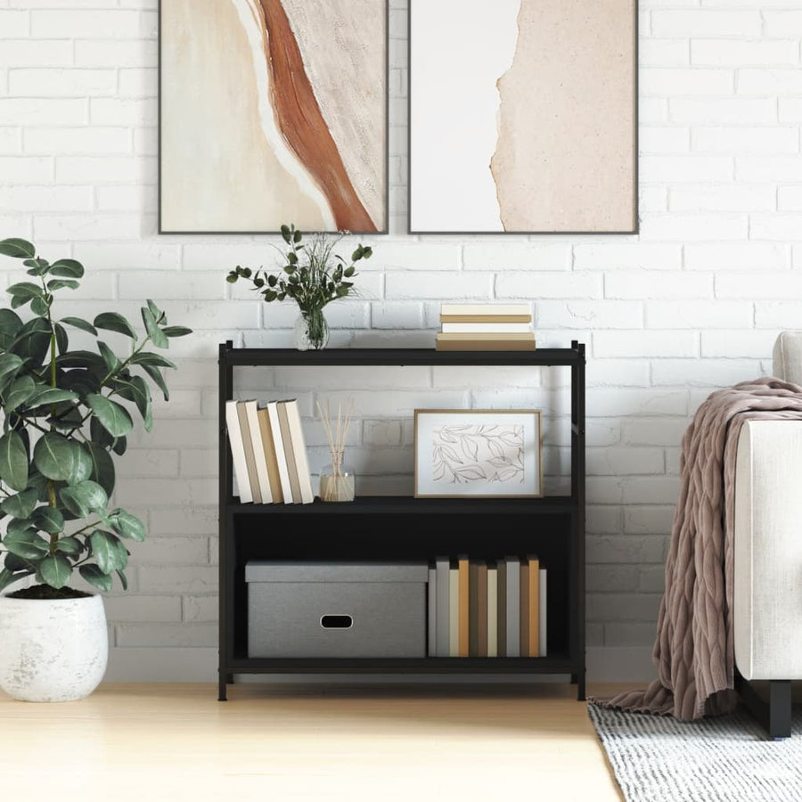 Boekenrek 80X30X78,5 Cm Bewerkt Hout En Ijzer 80 x 30 x 78.5 cm Zwart